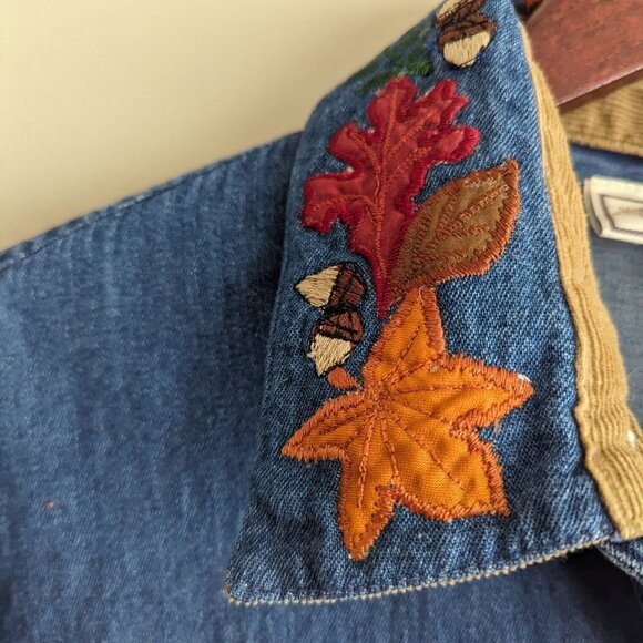 Vintage Autumn Leaves Denim Shirt - Picture 4 of 7